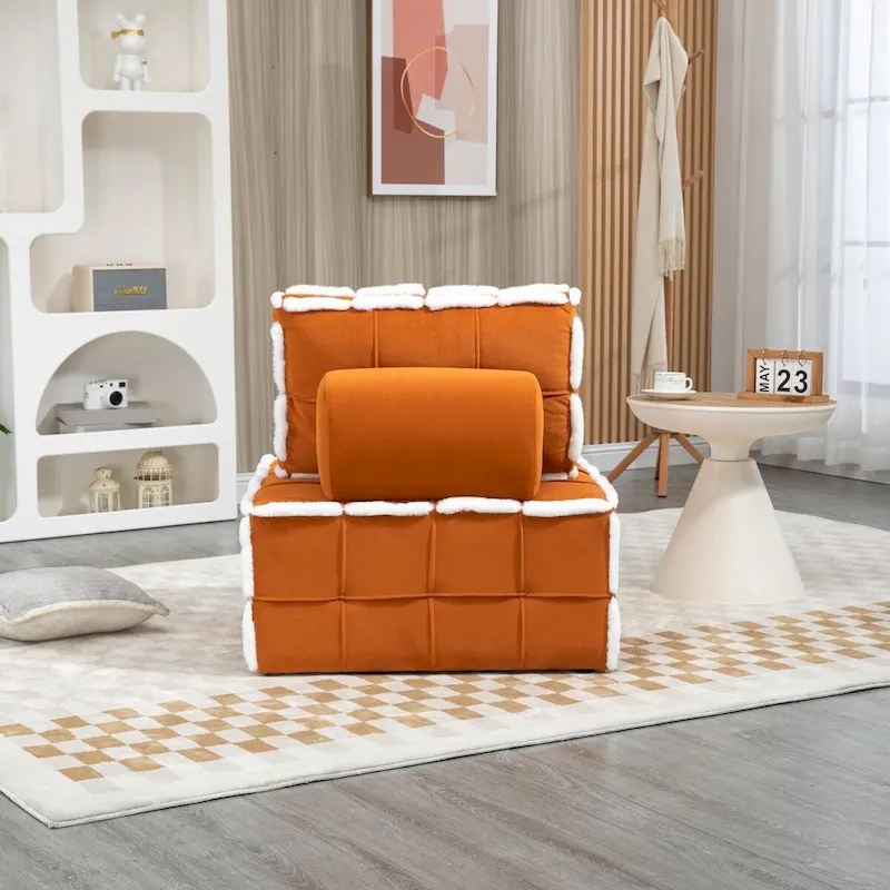 Upholstered Deep Seat Armless Chair Accent Single Lazy Sofa Lounge