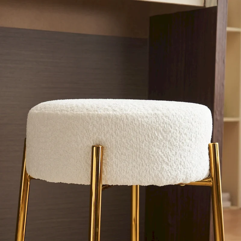 Beige+Gold Modern 20  Barstools (Set of 2)