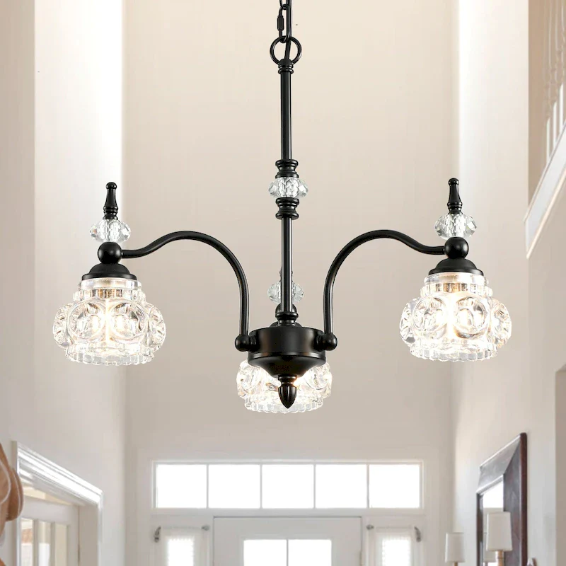Modern 3-Light Pendant Lights with Crystal Glass Shade