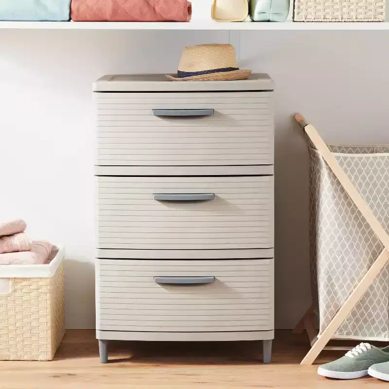 3 Drawer Storage Cabinet Gray - Brightroom™: Plastic Utility Storage Drawers, Universal Organization, No Assembly Required