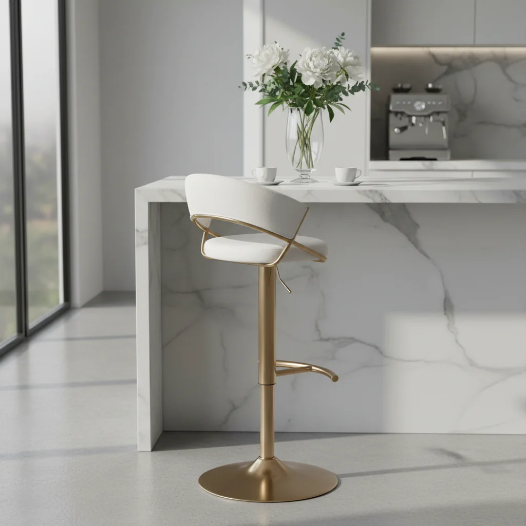 Adjustable Bar Stool with Rounded T Footrest (Set of 2)