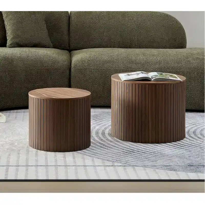 Nested Table Set 2 Pieces, Mdf Coffee Table Set Living Room