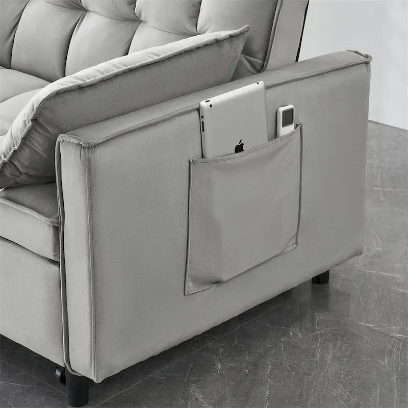 Velvet Loveseat with Reclining Backrest, Toss Pillows and Pockets