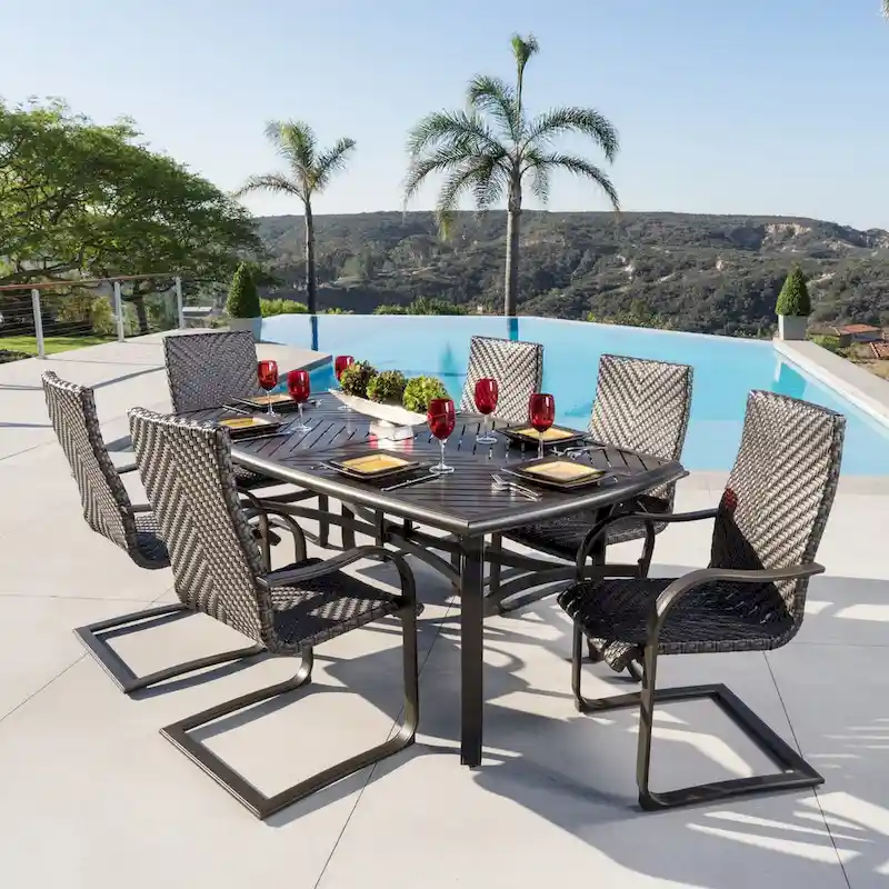 Barcelo 7 Piece Aluminum Outdoor Patio Dining Set - Dark Brown