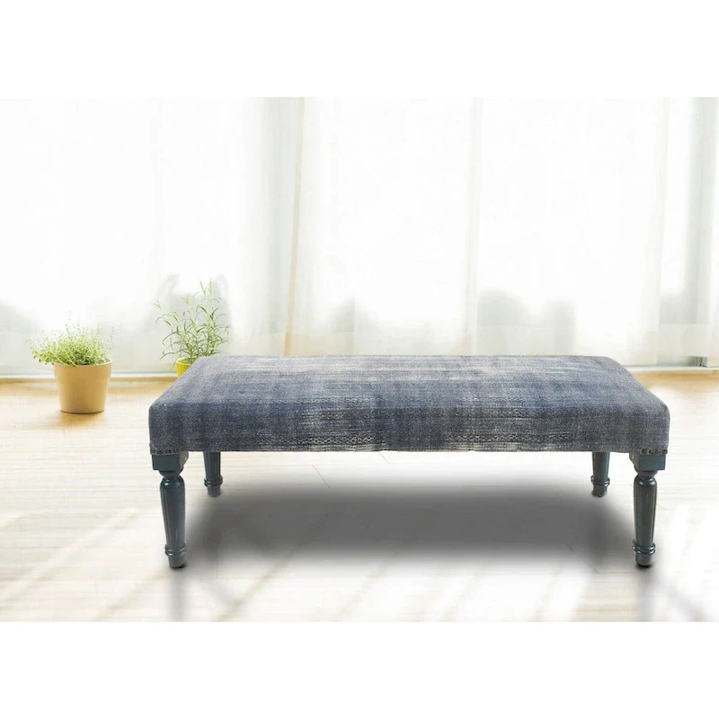 47 Antique Blue Distressed Rectangular Bench