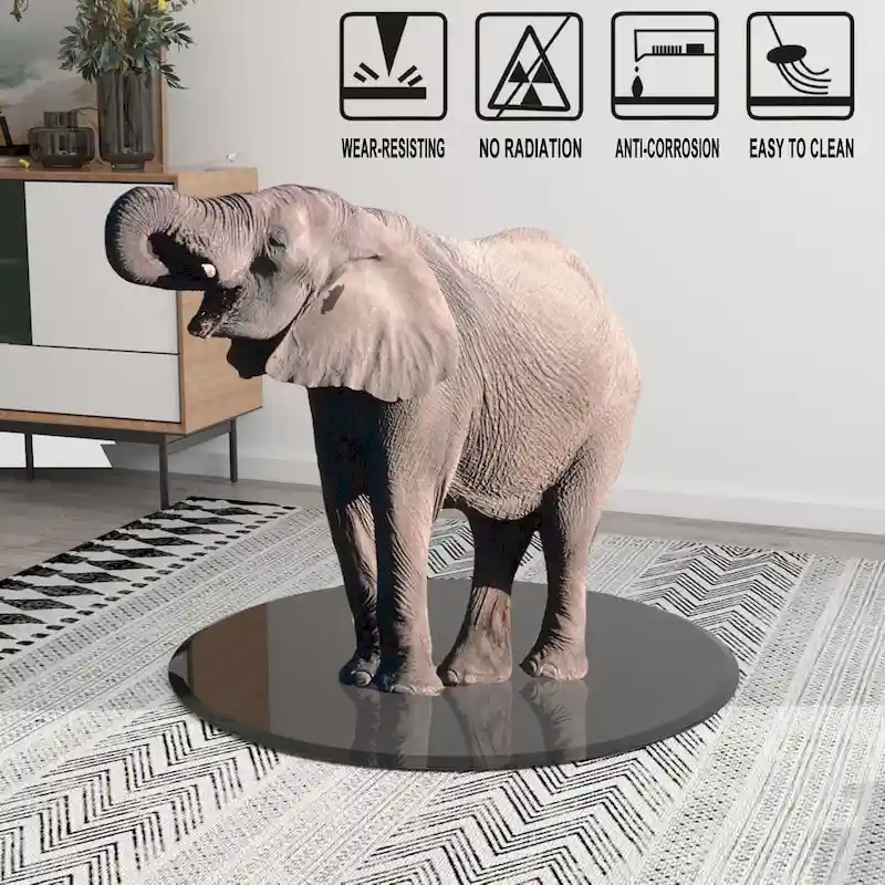 Black Round Tempered Glass Table Top with Beveled Polished Edge