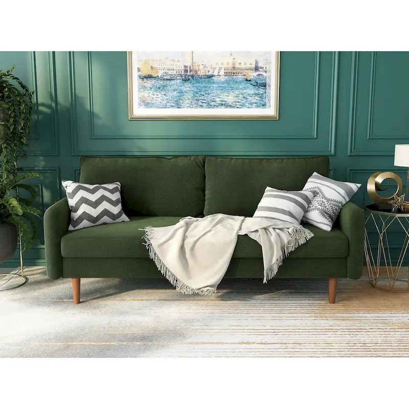Velvet Square Arm Sofa - Multiple Colors, Contemporary Design, Seats 2-3