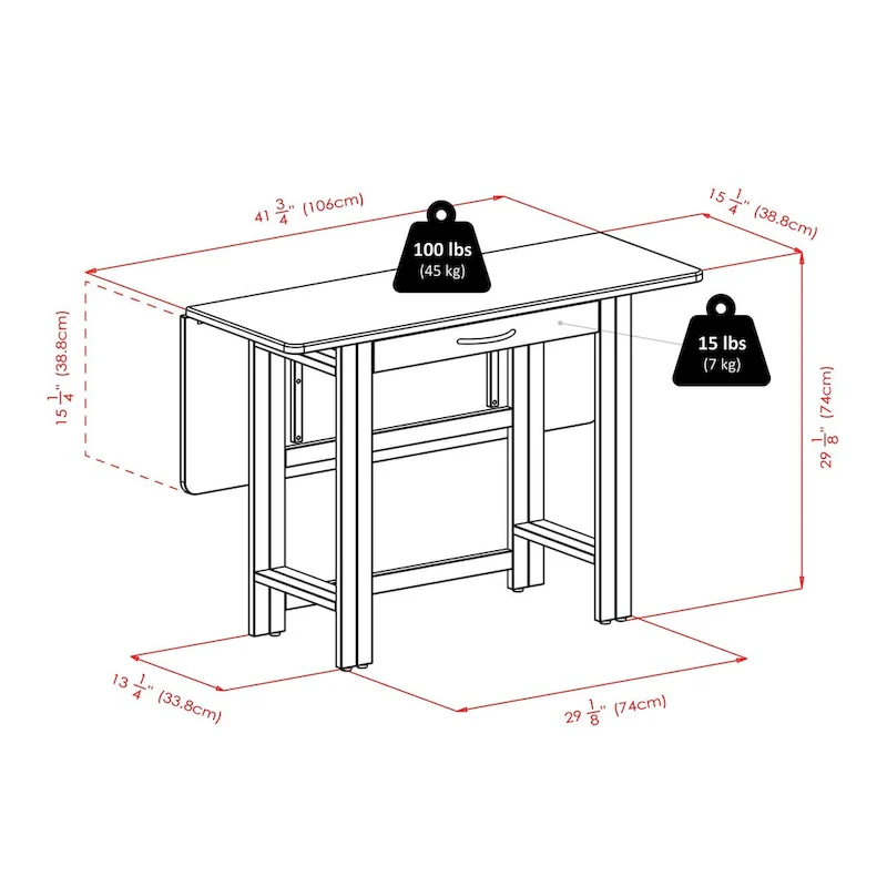3-Pc Drop Leaf Table with Ladder-back Chairs, Walnut