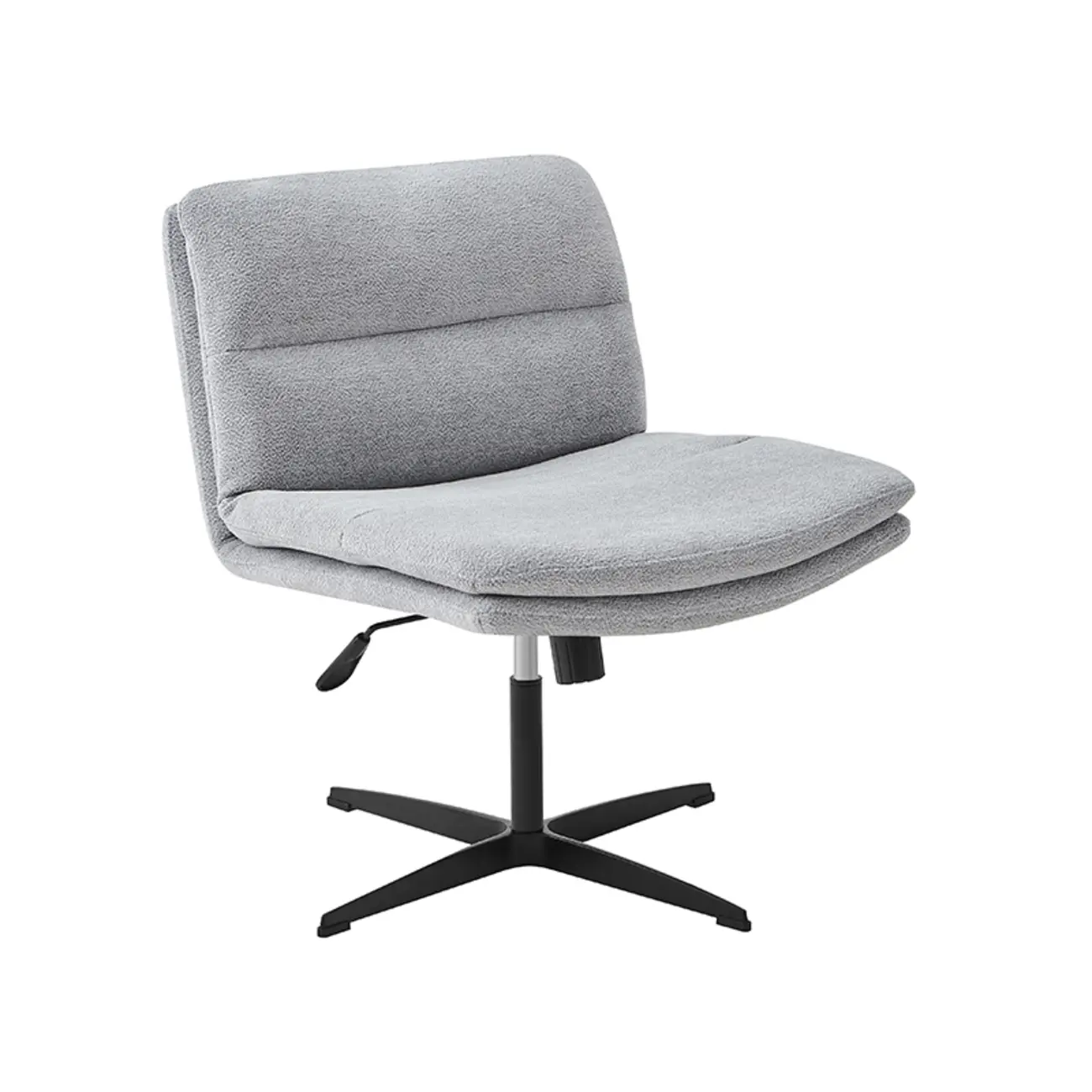 Beige Leather Armless Swivel Wide Office Chair