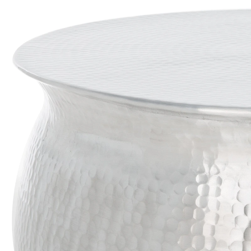 SAFAVIEH Karel Silver Metal Table Stool - 24 W x 24 L x 16.8 H - 24Wx24Dx17H