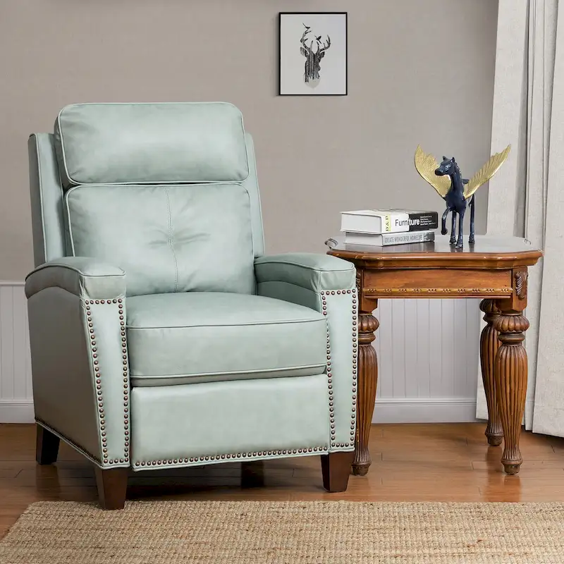 Gaspar Mid-Century Modern Pushback Recliner with Nailhead Trim by HULALA HOME