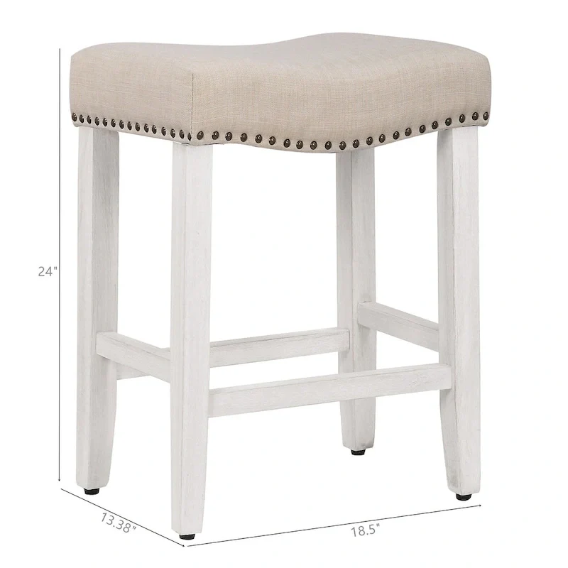 Jameson Upholstered Polyester Antique White 24 Inch Counter Stool