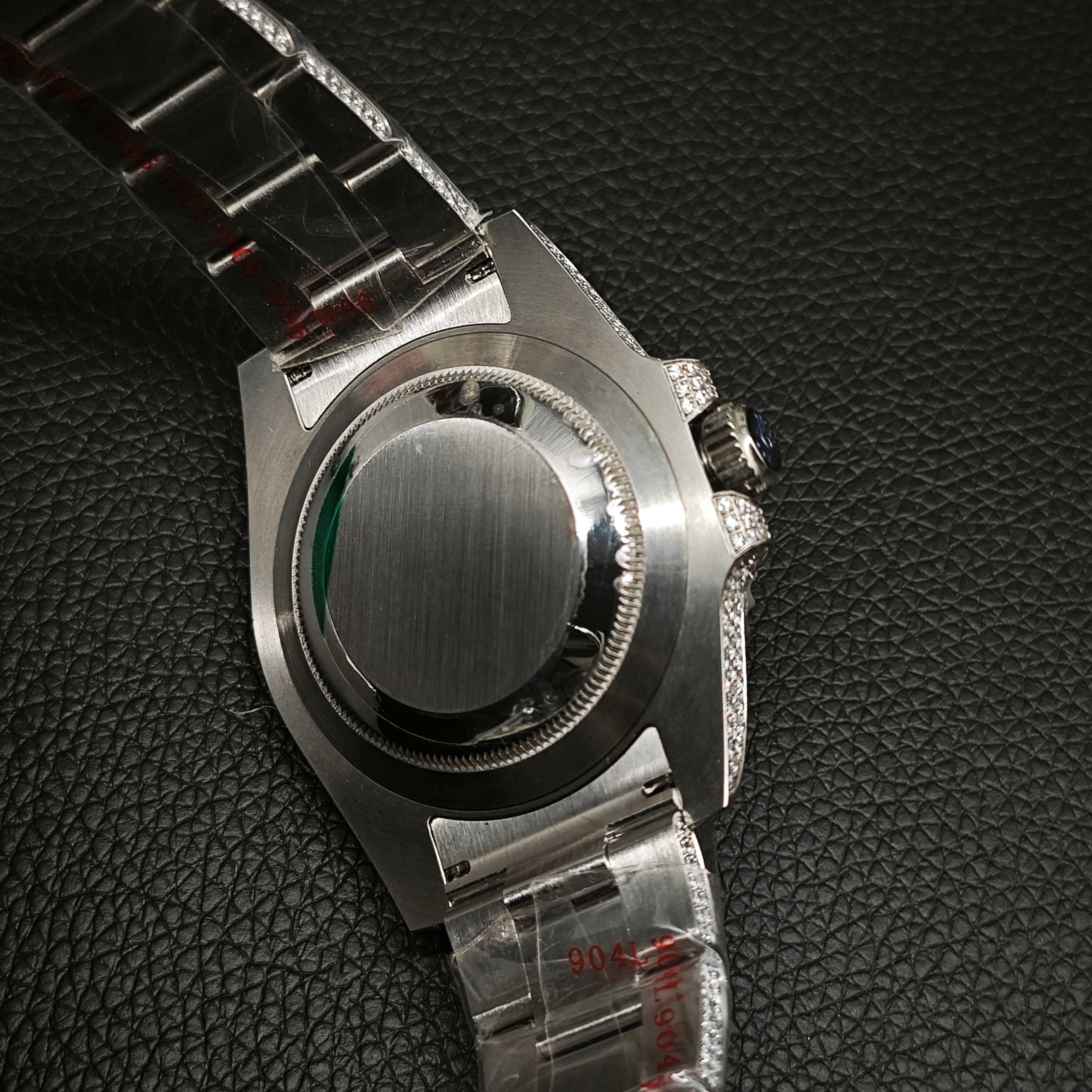 Rolex replica solid caseback and bracelet underside detail