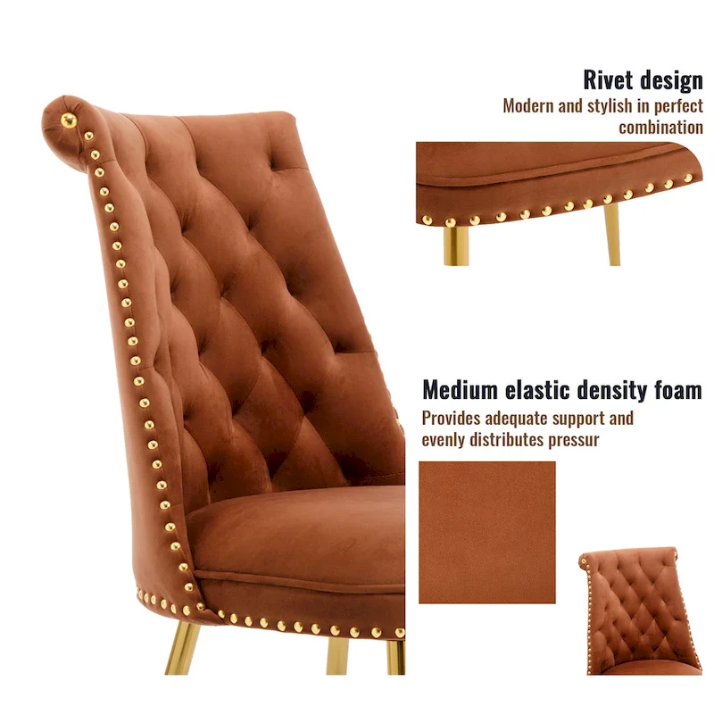 7-Piece Clihome Marble Dining Table with Velvet Chair Dining Chair