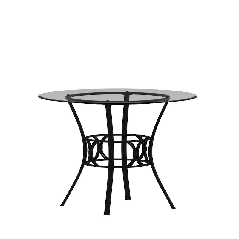 Clear Glass Round Dining Table with Metal Frame 42-inch