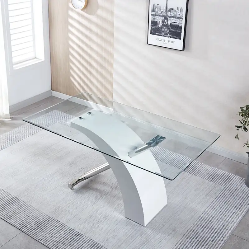 Rectangular Glass Top Dining Table
