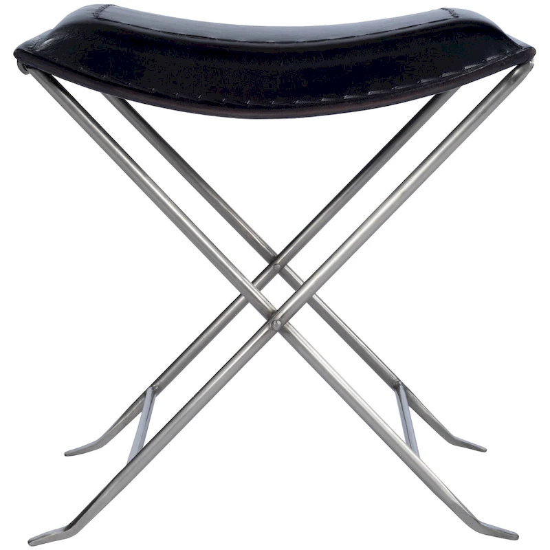 Handmade Butler Melton Leather Stool (India)