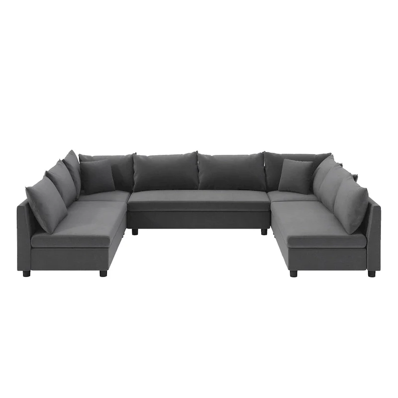 116  Chenille U-Shaped Modular Sectional Sofa, 8-Seater