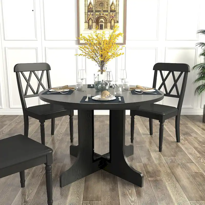 Dining Table for Farmhouse Kitchen with Expandable Oval Table Top