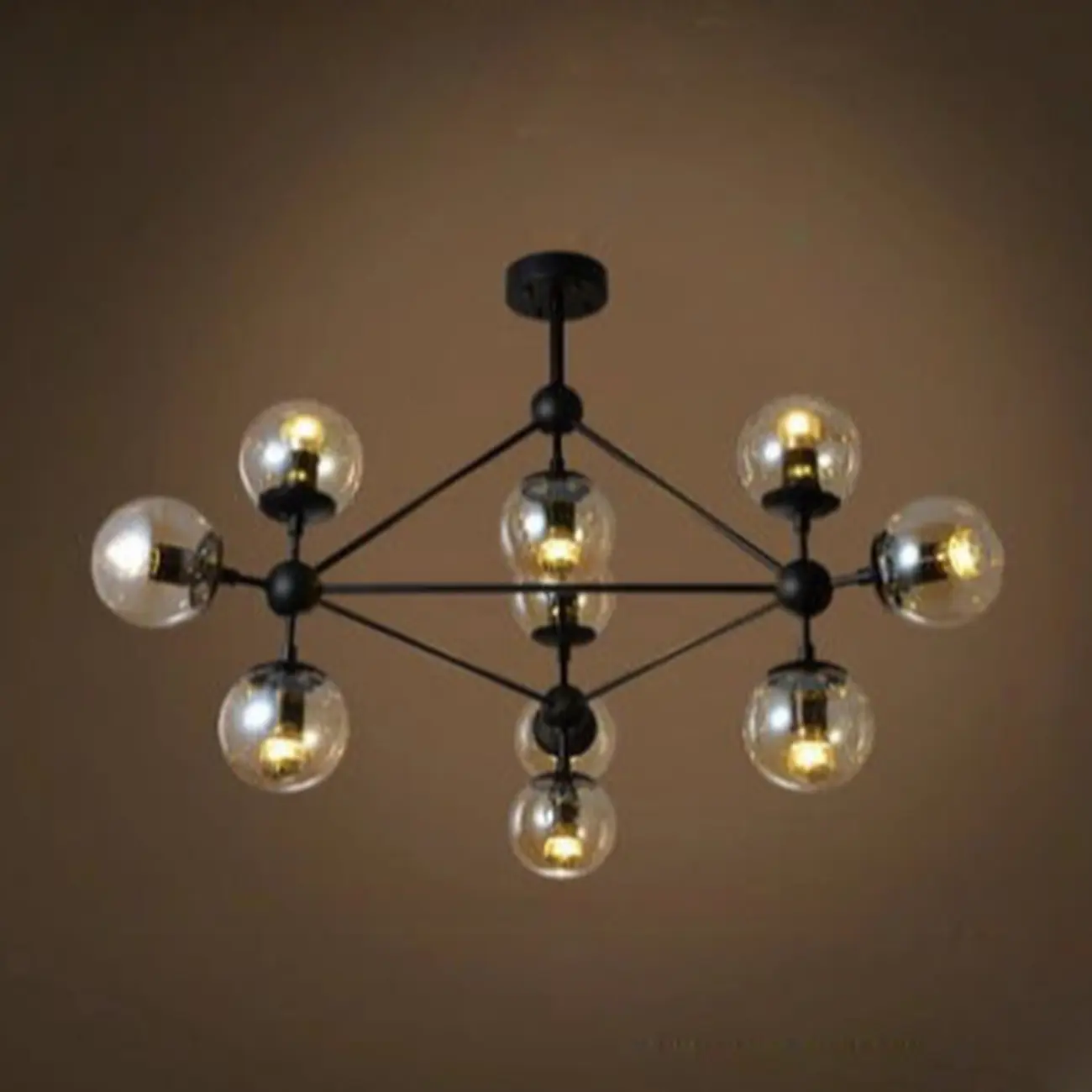 Multi-Light Modern Black LED Chandelier with Geometric Design