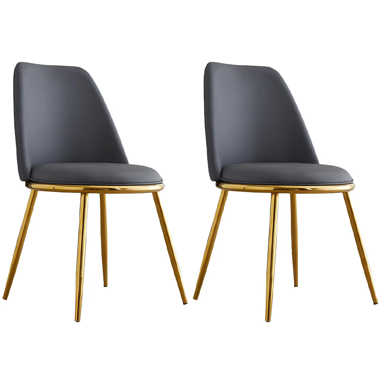 Glam Scandinavian Leather Armless Dining Chairs Metal Frame