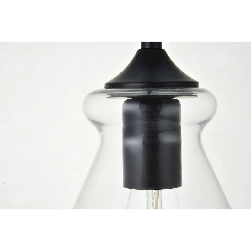 Destiny 1-Light Plug in Pendant with Clear Shade - Black - 8  Diameter