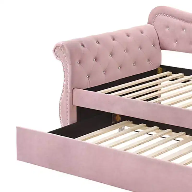 Acme Furniture Twin/Full Adkins Bed Pink Velvet