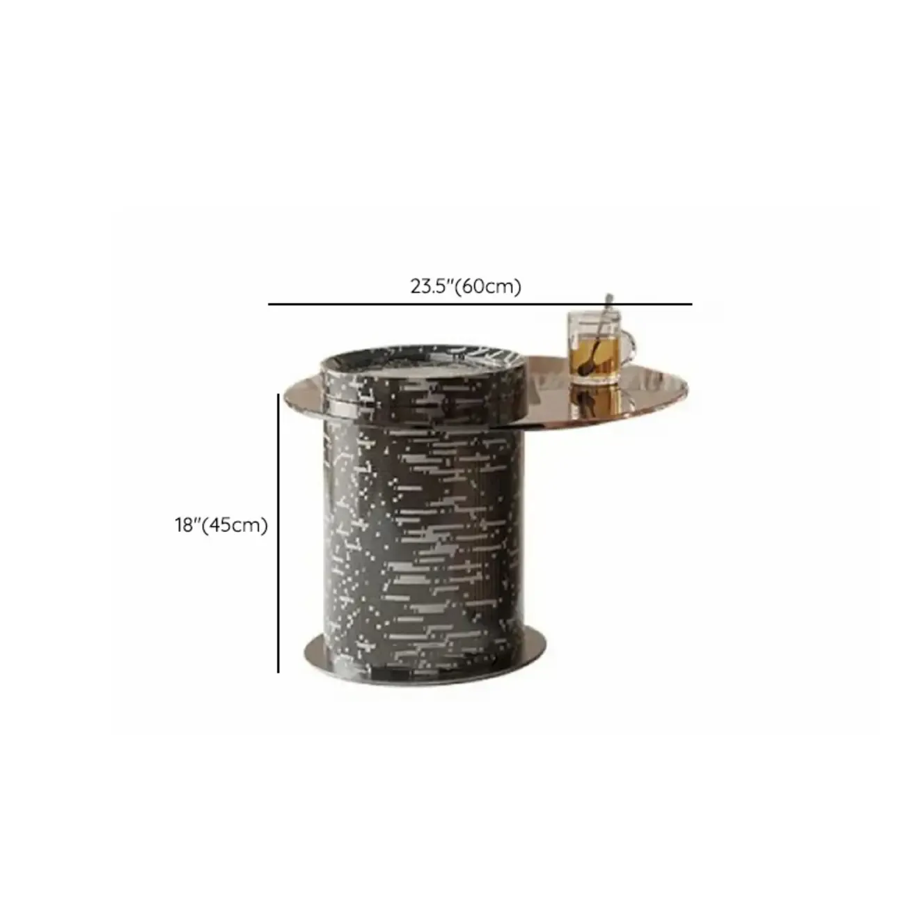 Black and White Stripe Wooden Round Coffee Drawer Table