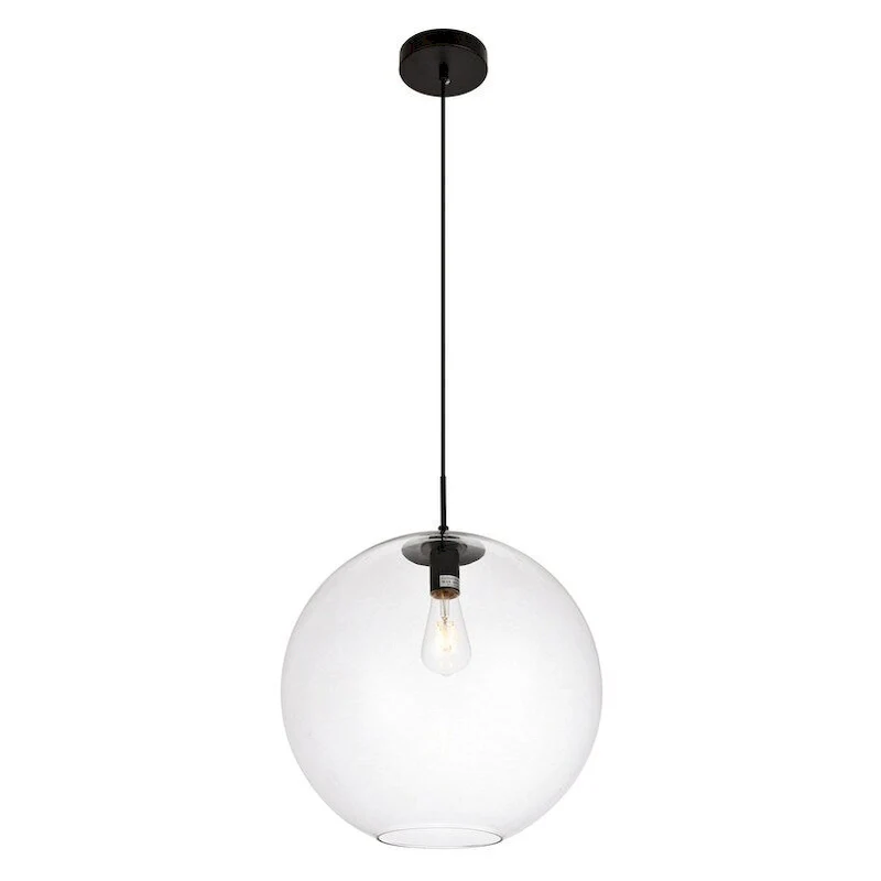 Placido Collection Pendant D15.7 H16.5 Lt:1 Black and Clear Finish