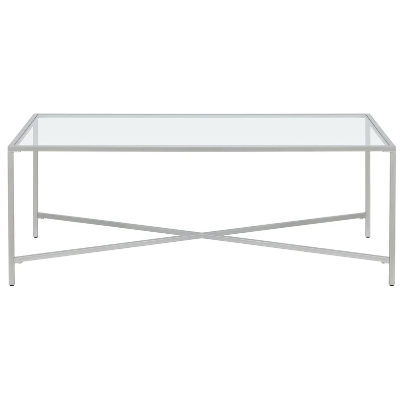 Glass Top Coffee Table with Steel Frame