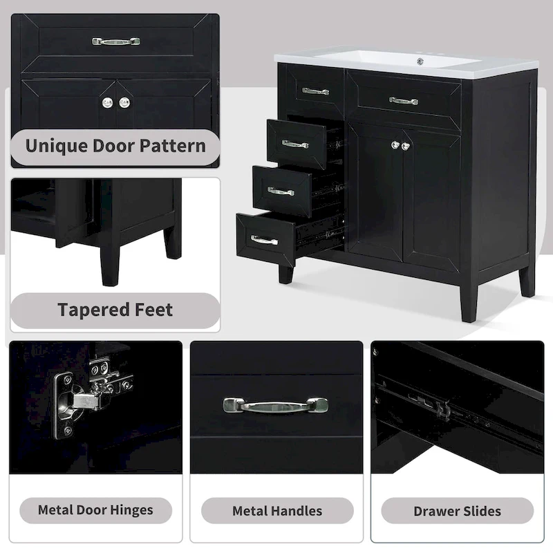 Bathroom Cabinet with Drawers and Sink Combo