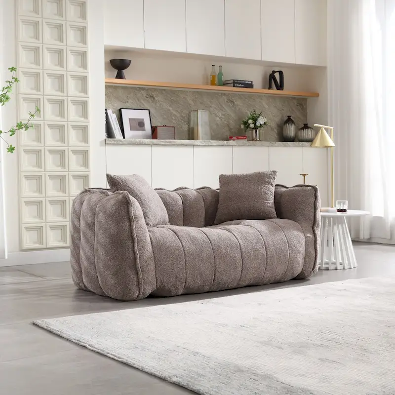 Soft Beanbag Chair with Foam Core – Square Recliner Sofa for Gaming and TV