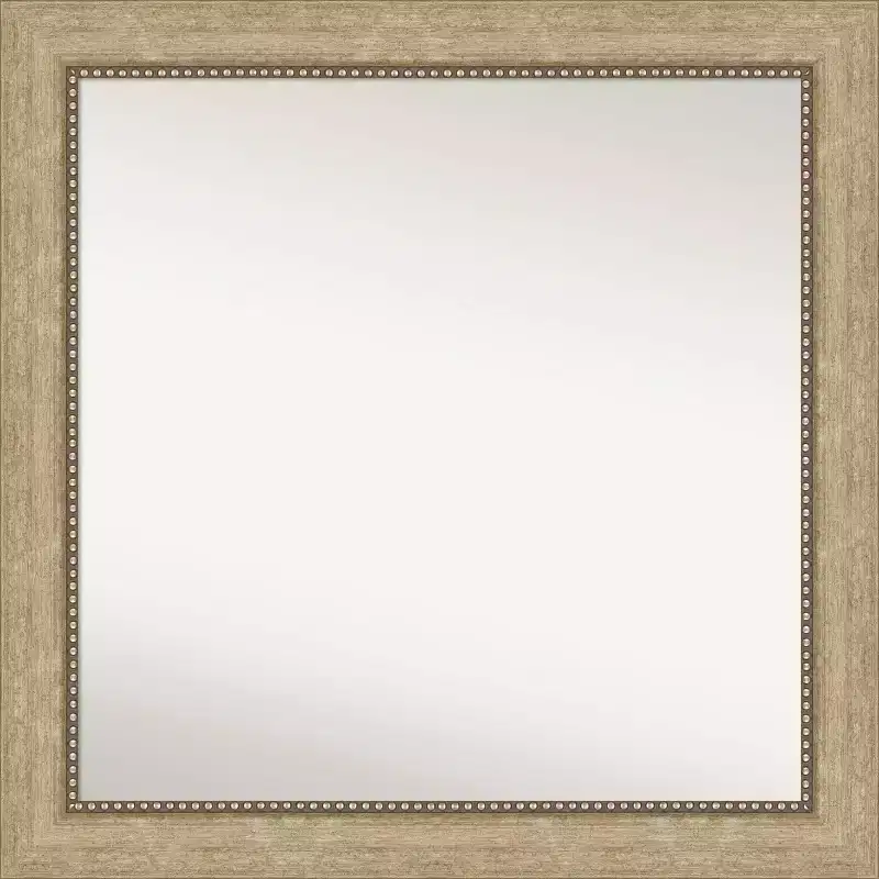 31" x 31" Non-Beveled Astor Champagne Wall Mirror - Amanti Art: Modern Square Framed, Includes Mounting Hardware