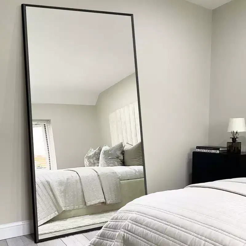 Dovelina Full Length Wall Mirror Large Standing Floor Mirror Black