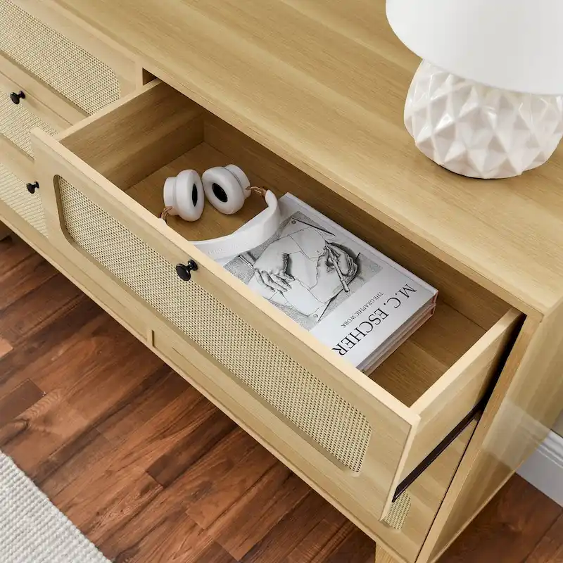 wooden antique six-drawer dresser