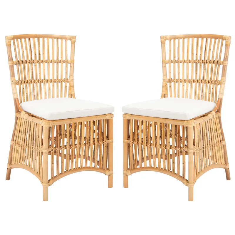 SAFAVIEH Patty Rattan Accent Chair with Cushion (Set of 2) - 19.7  W x 22.1  L x 35.4  H - 20Wx22Dx35H