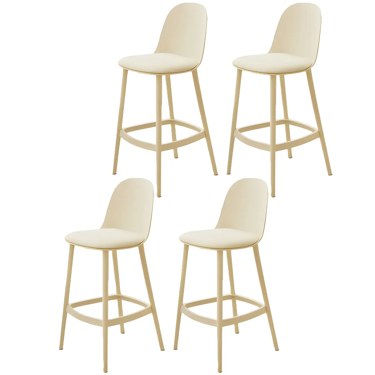 Modern Plastic Upholstered Bar Stool with Footrest