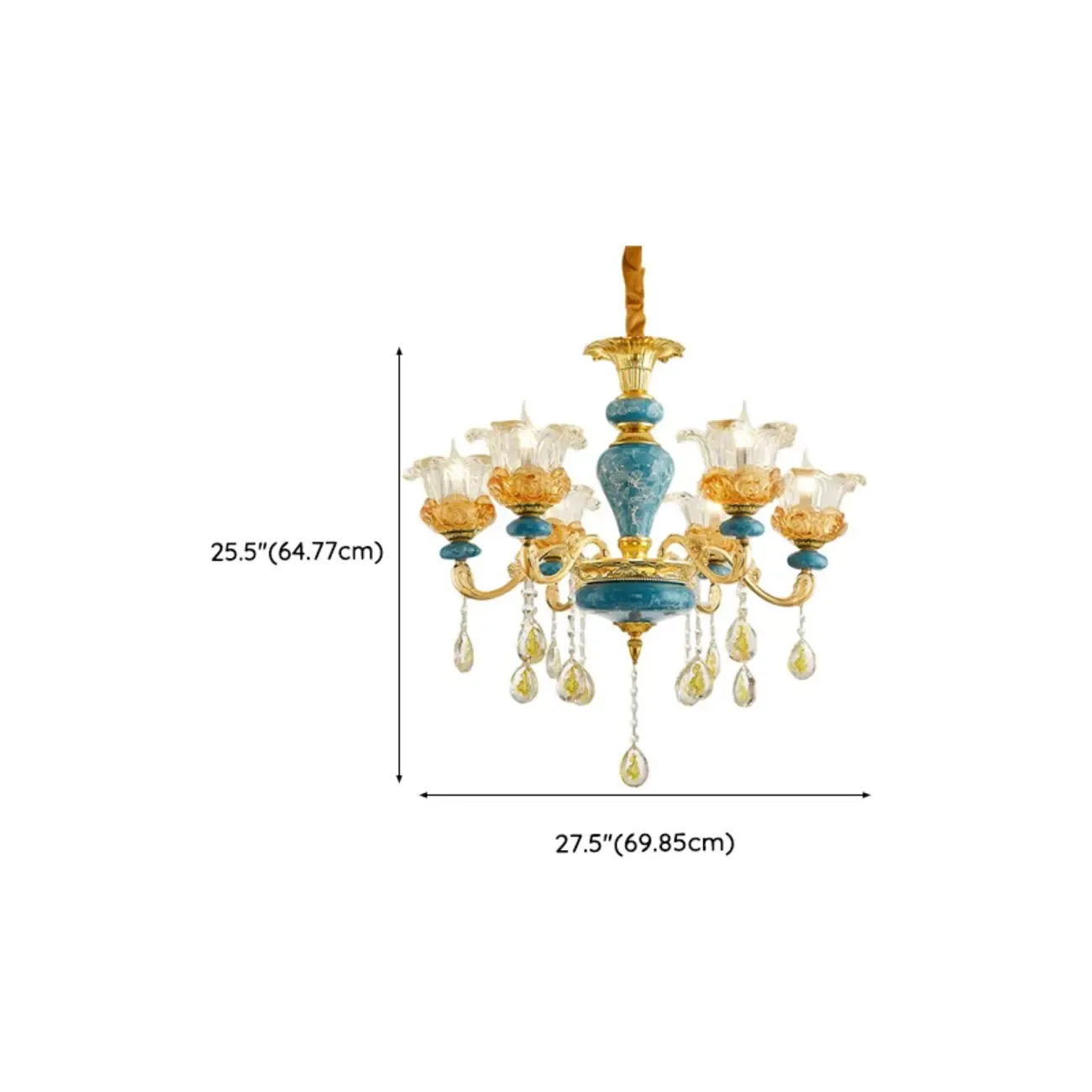 Large Luxury Brass Flower Shape Clear Glass Chandelier