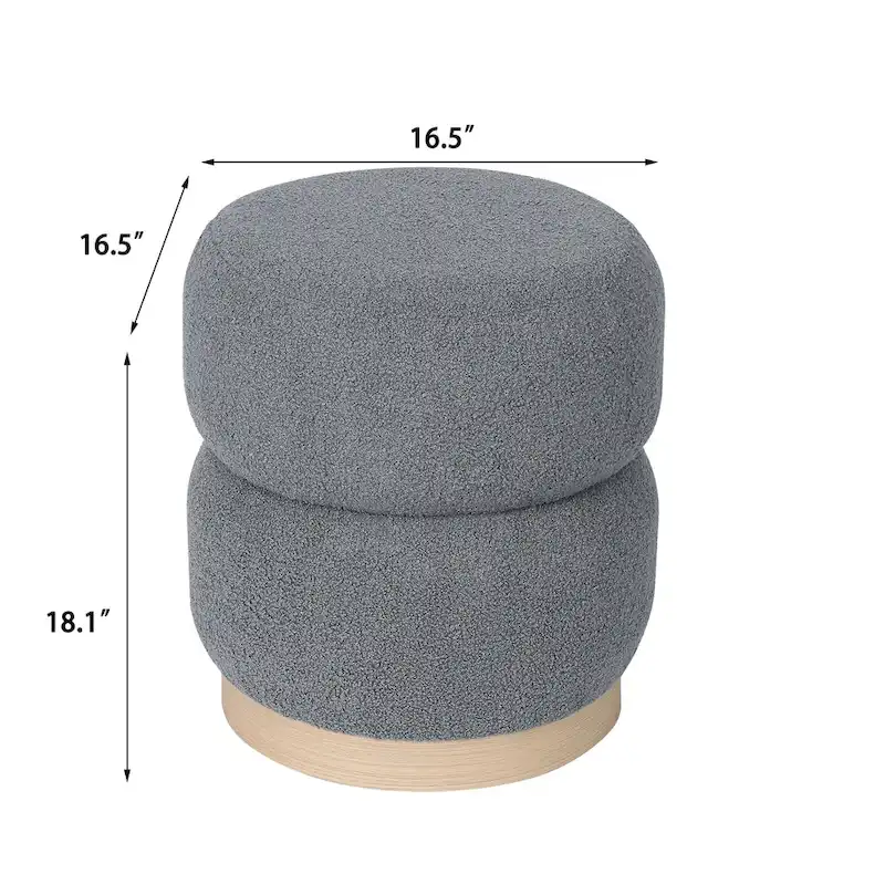 Adeco Teddy Round Upholstered Ottoman Stool