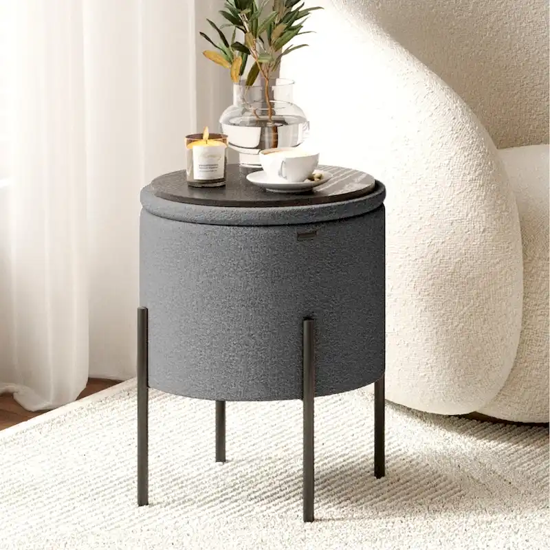 Round Ottoman with Storage