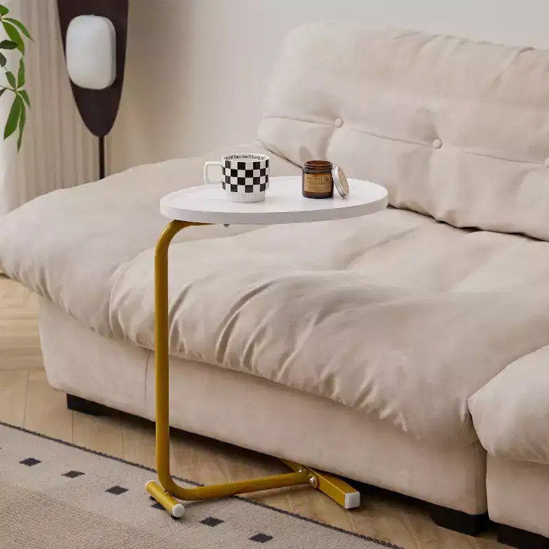 MAYEERTY 2-Piece White C-Shaped Side Table for Couch & Small Spaces