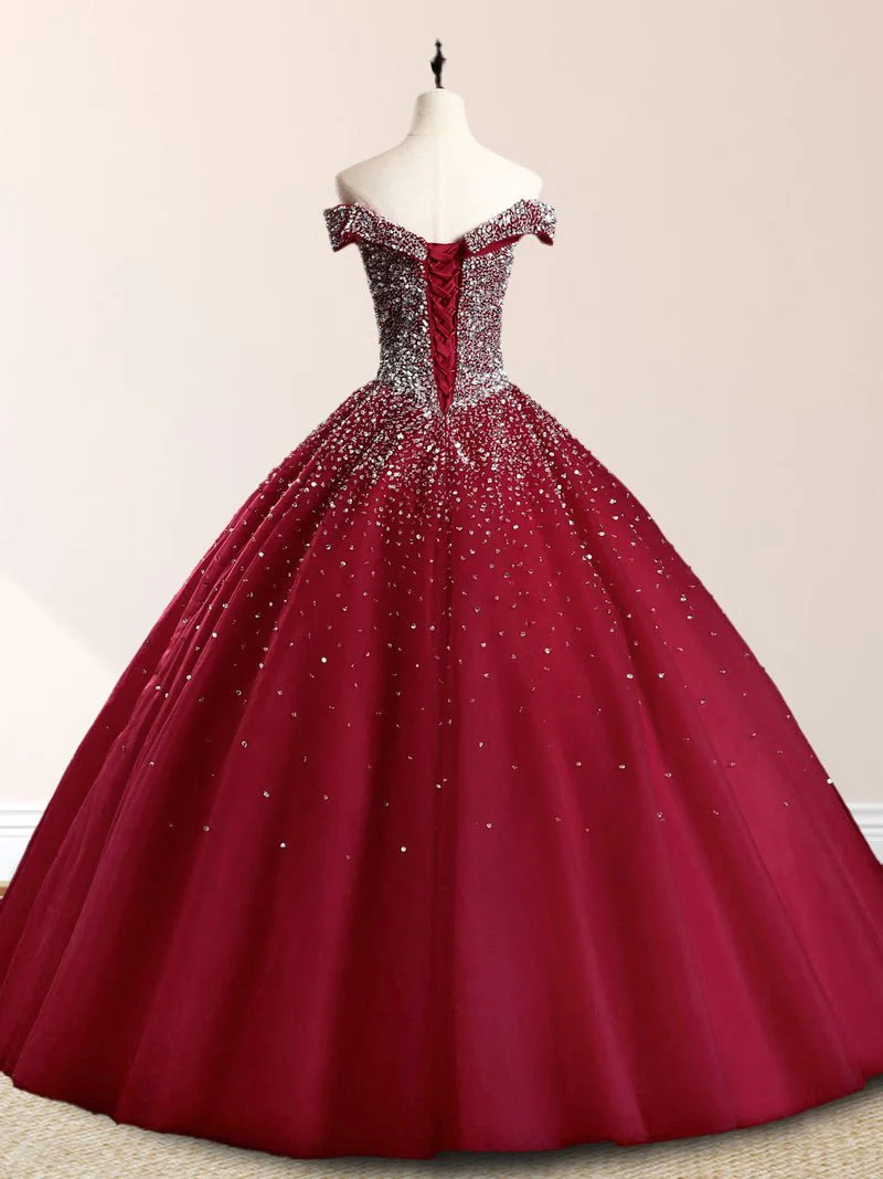 Emerald Green Off The Shoulder Tulle Quinceanera Dresses With Beadings