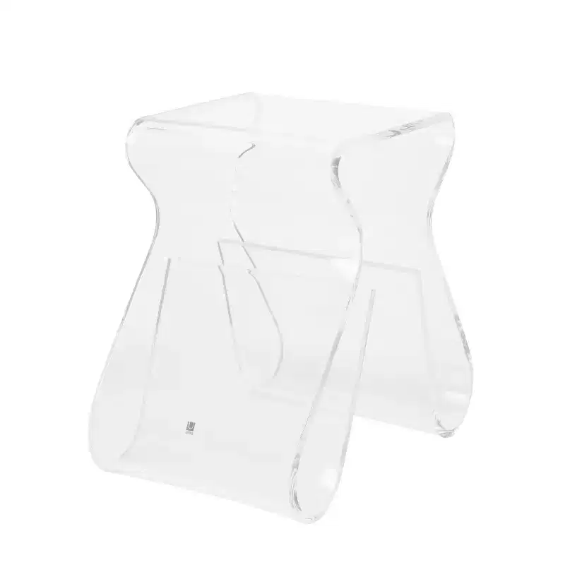Magino Stool and Magazine Rack Clear - Umbra: Shatter-Proof Acrylic, No Assembly Required