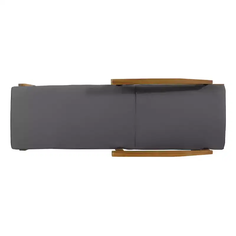 Acacia Wood Chaise Lounge with Cushion, 5-Position Reclining Patio Lounger