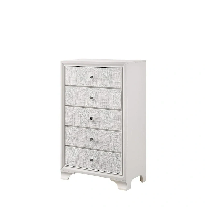 LED Light Faux Leather Upholstered Wooden Bed Chest Nightstand 3pc Set