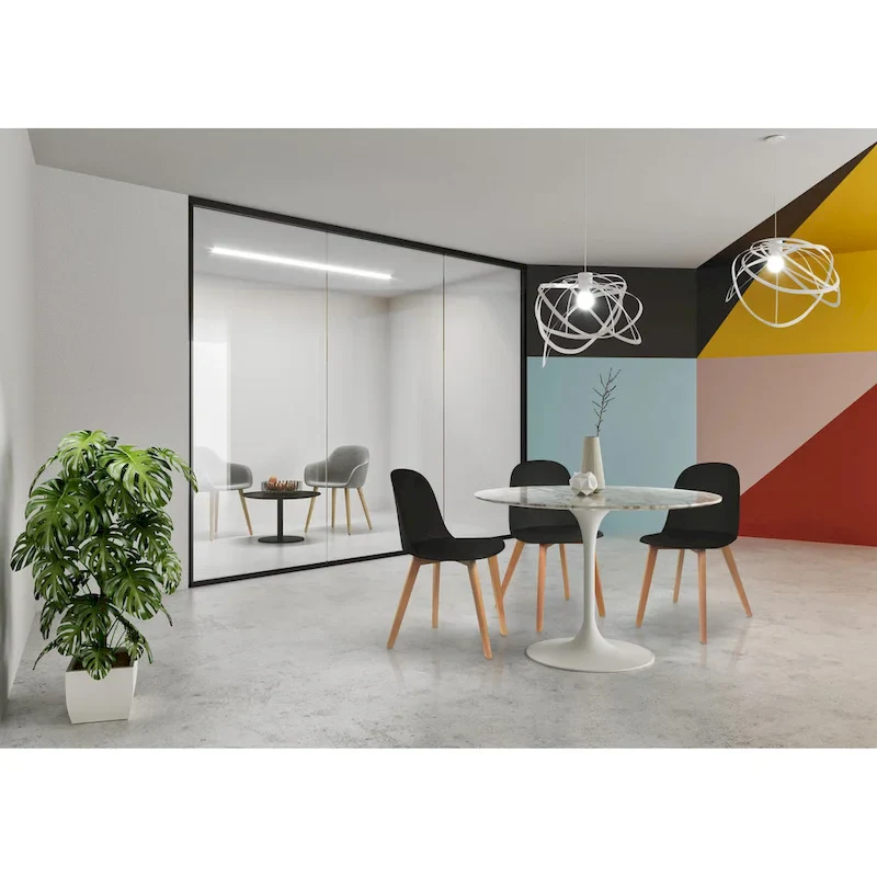 Set of 2 Plastic Dining Side Chairs with Wood Base
