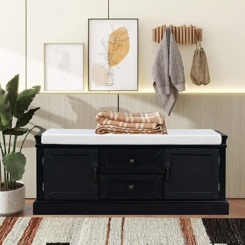 Shoe stool, 2 drawers, 2, removable pads, living room locker, entrance