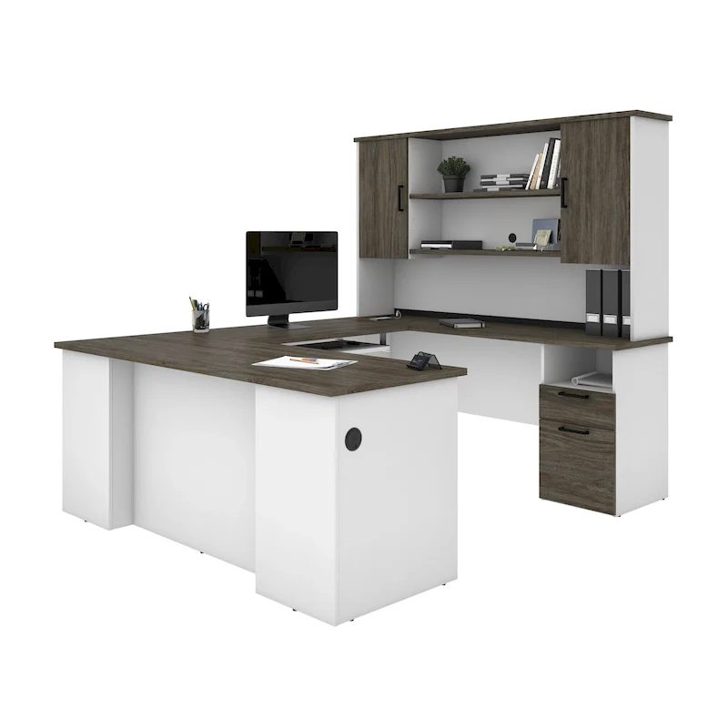 Bestar Norma 71W U or L-Shaped Executive Desk with Hutch