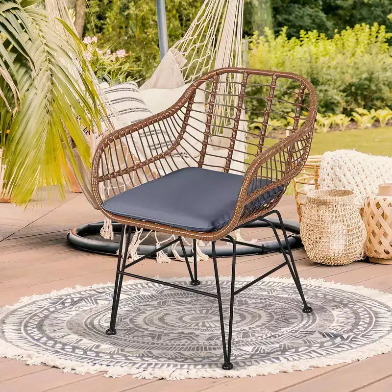 Costway 3PCS Patio Rattan Bistro Set Coffee Table Armchair Garden