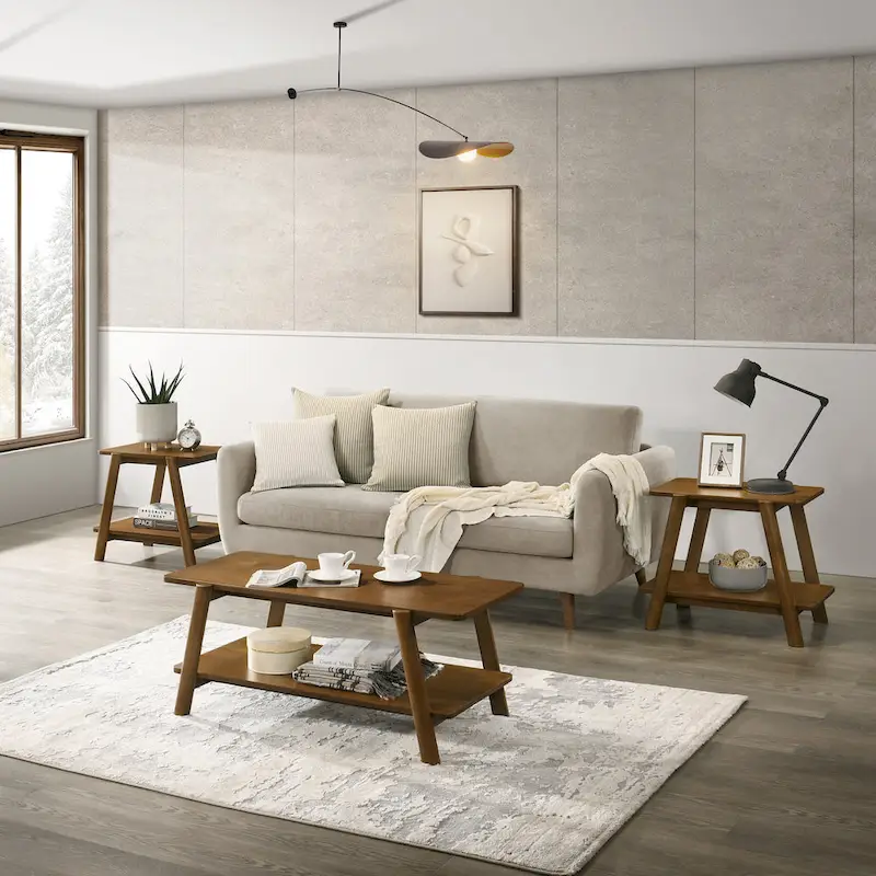 Mid-Century Wood Shelf Coffee Table